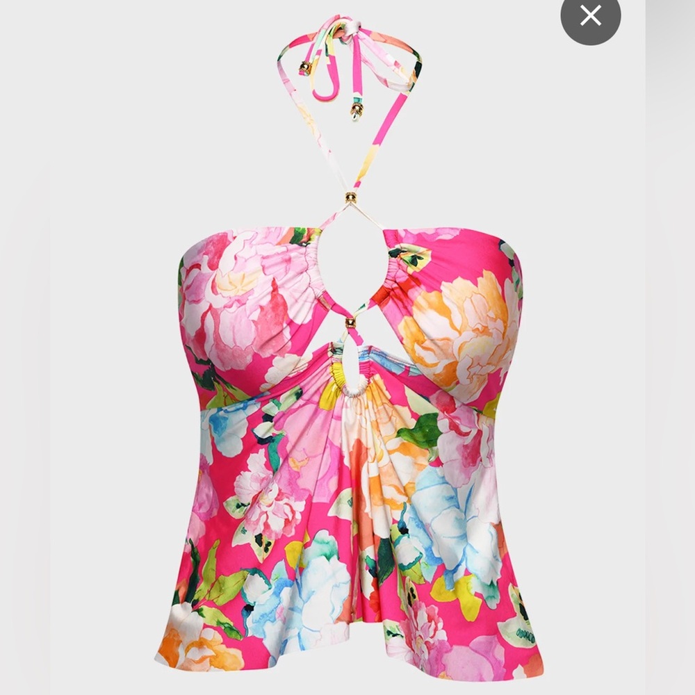 Nordstrom Bright Pink Floral Halter Top